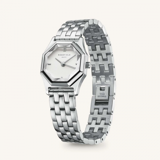 ROSEFIELD GWSSS-G04 DAMESHORLOGE STAAL GEMME WHITE STEEL SILVER ROSEFIELD GWSSS-G04 DAMESHORLOGE STAAL GEMME WHITE STEEL SILVER