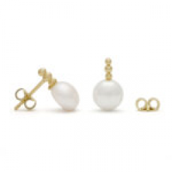 KOBU 23-350624 14 KRT. GOUD OORKNOPPEN ZOETWATERPARELS SCARLETT