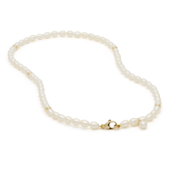 KOBU M1-20 ZOETWATERPAREL COLLIER MET GOUDEN VEERRING SLUITING CHLOE
