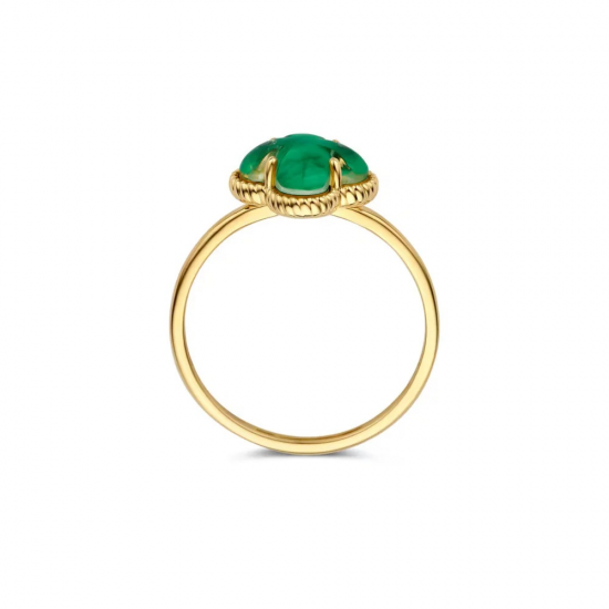 BLUSH 1269YMA GEELGOUDEN RING MET MALACHIET EN BERGKRISTAL BLUSH 1269YMA GEELGOUDEN RING MET MALACHIET EN BERGKRISTAL