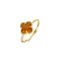 BLUSH 1269YTQ GEELGOUDEN RING MET TIJGEROOG EN BERGKRISTAL