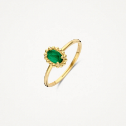 BLUSH 1272YMA GEELGOUDEN RING MET MALACHIET EN BERGKRISTAL