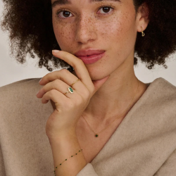 BLUSH 1266YGA GEELGOUDEN RING MET GROENE AGAAT EN ZIRKONIA