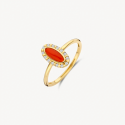 BLUSH 1266YRA GEELGOUDEN RING MET RODE AGAAT EN ZIRKONIA