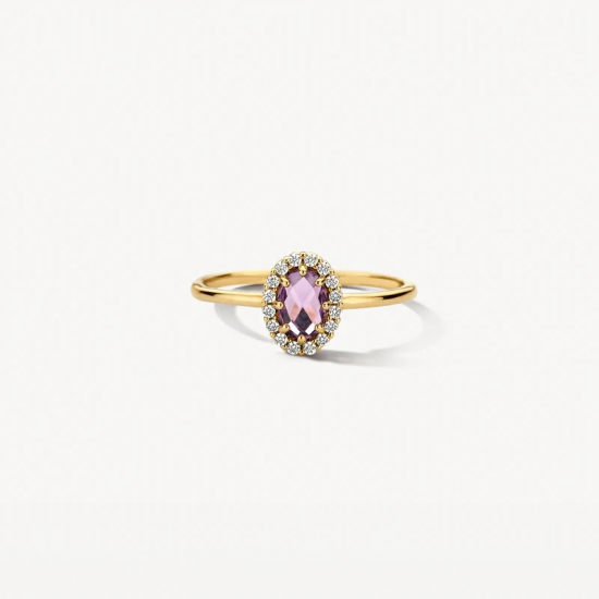BLUSH 1271YAM GEELGOUDEN RING MET AMETHIST EN ZIRKONIA BLUSH 1271YAM GEELGOUDEN RING MET AMETHIST EN ZIRKONIA