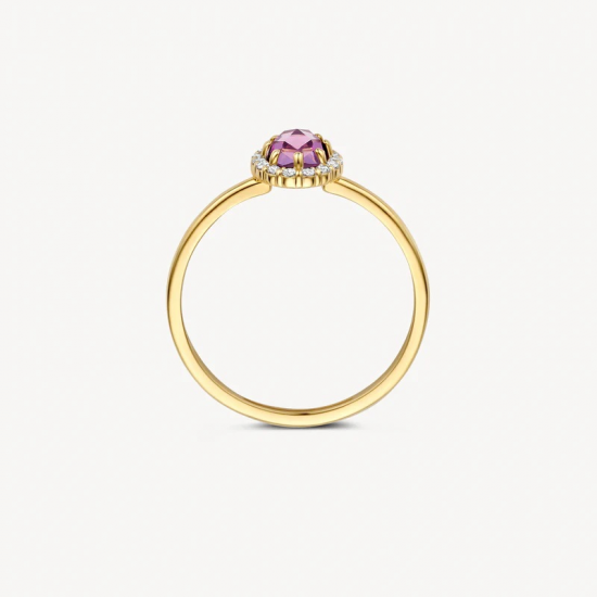 BLUSH 1271YAM GEELGOUDEN RING MET AMETHIST EN ZIRKONIA BLUSH 1271YAM GEELGOUDEN RING MET AMETHIST EN ZIRKONIA