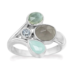 RABINOVICH 82203056 ZILVEREN RING MET MAANSTEEN-KWARTS-CHALCEDOON-TOPAAS BELVEDERE