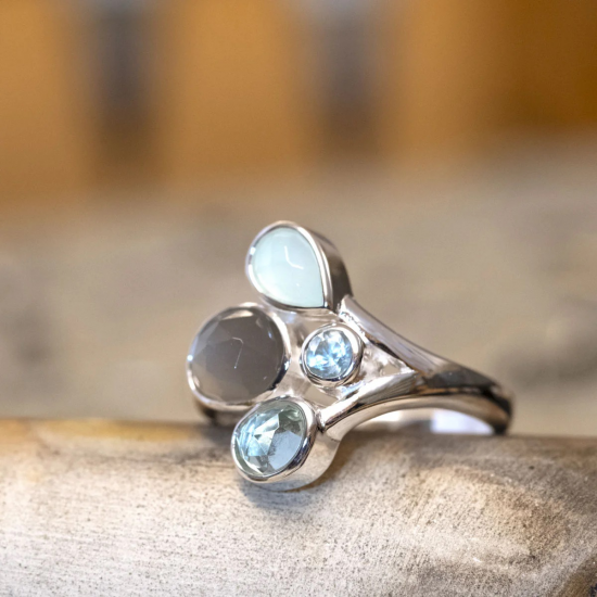 RABINOVICH 82203056 ZILVEREN RING MET MAANSTEEN-KWARTS-CHALCEDOON-TOPAAS BELVEDERE RABINOVICH 82203056 ZILVEREN RING MET MAANSTEEN-KWARTS-CHALCEDOON-TOPAAS BELVEDERE