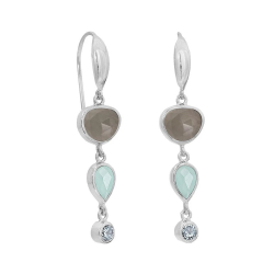 RABINOVICH 82204056 ZILVEREN OORHANGERS MET MAANSTEEN-CHALCEDOON-TOPAAS BELVEDERE