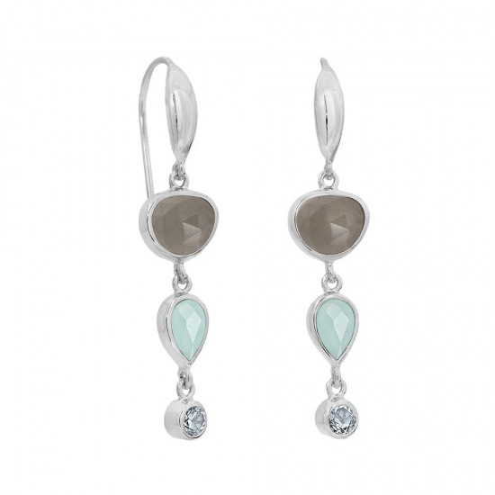 RABINOVICH 82204056 ZILVEREN OORHANGERS MET MAANSTEEN-CHALCEDOON-TOPAAS BELVEDERE RABINOVICH 82204056 ZILVEREN OORHANGERS MET MAANSTEEN-CHALCEDOON-TOPAAS BELVEDERE
