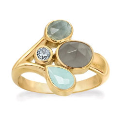 RABINOVICH 82203356 VERGULD ZILVEREN RING MET MAANSTEEN-KWARTS-CHALCEDOON-TOPAAS BELVEDERE