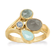 RABINOVICH 82203356 VERGULD ZILVEREN RING MET MAANSTEEN-KWARTS-CHALCEDOON-TOPAAS BELVEDERE