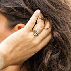 RABINOVICH 82203356 VERGULD ZILVEREN RING MET MAANSTEEN-KWARTS-CHALCEDOON-TOPAAS BELVEDERE