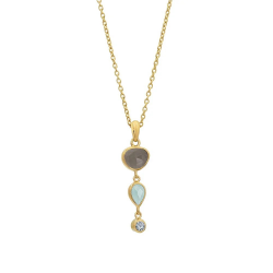 RABINOVICH 82202356 VERGULD ZILVEREN COLLIER MET HANGER MET MAANSTEEN-CHALCEDOON-TOPAAS BELVEDERE