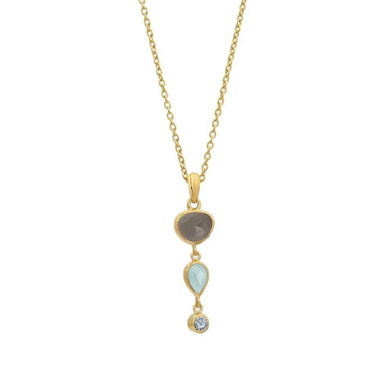 RABINOVICH 82202356 VERGULD ZILVEREN COLLIER MET HANGER MET MAANSTEEN-CHALCEDOON-TOPAAS BELVEDERE RABINOVICH 82202356 VERGULD ZILVEREN COLLIER MET HANGER MET MAANSTEEN-CHALCEDOON-TOPAAS BELVEDERE