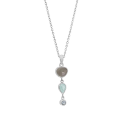 RABINOVICH 82202056 ZILVEREN COLLIER MET HANGER MET MAANSTEEN-CHALCEDOON-TOPAAS BELVEDERE