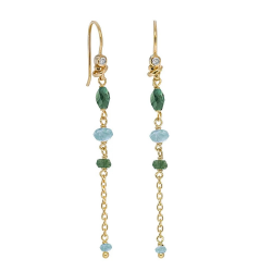RABINOVICH 72304329 GOUD OP ZILVEREN OORHANGERS MET ONYX -TOPAAS-APATIET-ZIRKONIA MINETTA