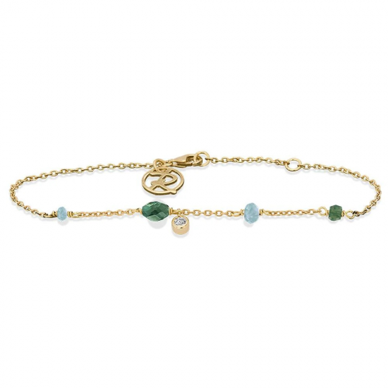 RABINOVICH 72301329 GOUD OP ZILVEREN ARMBAND MET ONYX -TOPAAS-APATIET-ZIRKONIA MINETTA