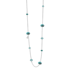 RABINOVICH 72302023 ZILVEREN COLLIER MET TURKOOIS -TOPAAS-APATIET-ZIRKONIA MINETTA