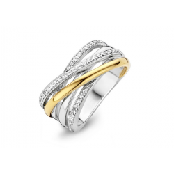 MOMENTS 15088AY ZILVER VERGULDE RING BICOLOR ZIRKONIA