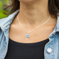 RABINOVICH 82302008 ZILVEREN COLLIER MET HANGER MET CHALCEDOON SERENITY