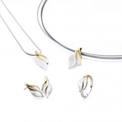 GALA DESIGN J0201 ZILVEREN COLLIER MET VERGULD ZILVEREN HANGER SHADOW