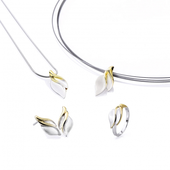 GALA DESIGN J0201 ZILVEREN COLLIER MET VERGULD ZILVEREN HANGER SHADOW