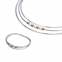GALA DESIGN J0181 STALEN ARMBAND MET ZILVER VERGULDE ELEMENTEN MADEIRA GOLD