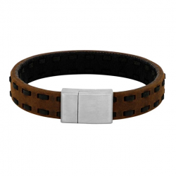 SON OF NOA 80970299219 ARMBAND BRUIN LEER MET STALEN MAGNEETSLUITING
