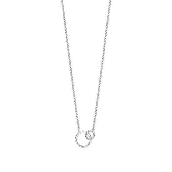 MOMENTS 61357AY ZILVEREN COLLIER MET VERGULDE HANGER GERHODINEERD RONDJES MOMENTS 61357AY ZILVEREN COLLIER MET VERGULDE HANGER GERHODINEERD RONDJES