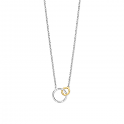 MOMENTS 61357AY ZILVEREN COLLIER MET VERGULDE HANGER GERHODINEERD RONDJES