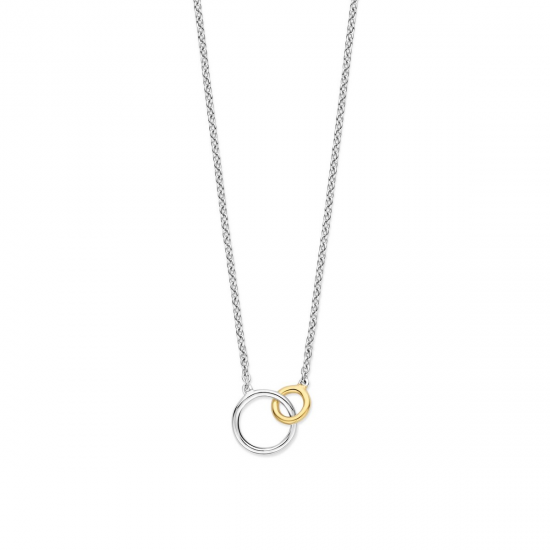MOMENTS 61357AY ZILVEREN COLLIER MET VERGULDE HANGER GERHODINEERD RONDJES MOMENTS 61357AY ZILVEREN COLLIER MET VERGULDE HANGER GERHODINEERD RONDJES