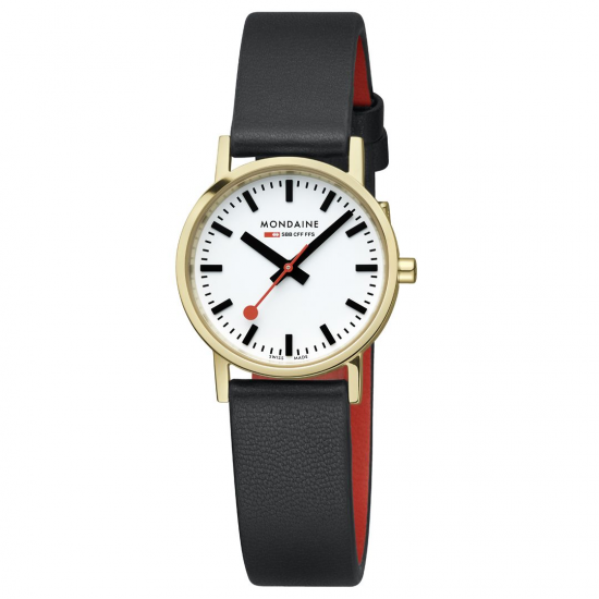 MONDAINE M658.30323.10SBBV DAMESHORLOGE VERGULD STAAL 30MM. CLASSIC MONDAINE M658.30323.10SBBV DAMESHORLOGE VERGULD STAAL 30MM. CLASSIC