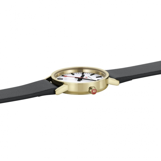 MONDAINE M658.30323.10SBBV DAMESHORLOGE VERGULD STAAL 30MM. CLASSIC MONDAINE M658.30323.10SBBV DAMESHORLOGE VERGULD STAAL 30MM. CLASSIC