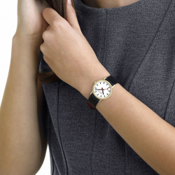 MONDAINE M658.30323.10SBBV DAMESHORLOGE VERGULD STAAL 30MM. CLASSIC