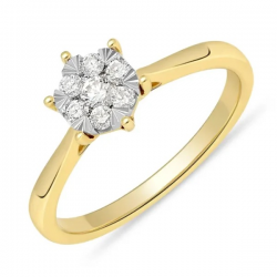 PAS DIAMONDS GF1989 14K GOUDEN CLUSTER SOLITAIRRING MET NATUURLIJKE DIAMANT PAS DIAMONDS GF1989 14K GOUDEN CLUSTER SOLITAIRRING MET NATUURLIJKE DIAMANT