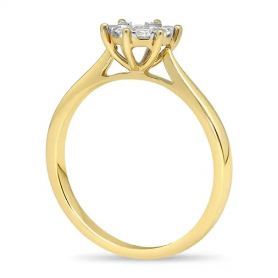 PAS DIAMONDS GF1989 14K GOUDEN CLUSTER SOLITAIRRING MET NATUURLIJKE DIAMANT PAS DIAMONDS GF1989 14K GOUDEN CLUSTER SOLITAIRRING MET NATUURLIJKE DIAMANT