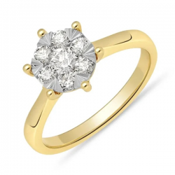 PAS DIAMONDS GF1986 14K GOUDEN CLUSTER SOLITAIRRING MET NATUURLIJKE DIAMANT PAS DIAMONDS GF1986 14K GOUDEN CLUSTER SOLITAIRRING MET NATUURLIJKE DIAMANT