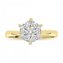 PAS DIAMONDS GF1986 14K GOUDEN CLUSTER SOLITAIRRING MET NATUURLIJKE DIAMANT PAS DIAMONDS GF1986 14K GOUDEN CLUSTER SOLITAIRRING MET NATUURLIJKE DIAMANT