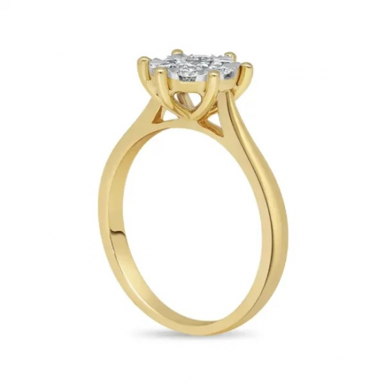 PAS DIAMONDS GF1986 14K GOUDEN CLUSTER SOLITAIRRING MET NATUURLIJKE DIAMANT PAS DIAMONDS GF1986 14K GOUDEN CLUSTER SOLITAIRRING MET NATUURLIJKE DIAMANT