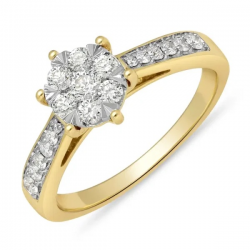 PAS DIAMONDS GF2028 14K GOUDEN CLUSTER SOLITAIRRING MET NATUURLIJKE DIAMANT PAS DIAMONDS GF2028 14K GOUDEN CLUSTER SOLITAIRRING MET NATUURLIJKE DIAMANT
