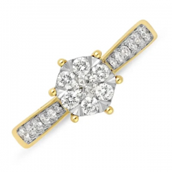 PAS DIAMONDS GF2028 14K GOUDEN CLUSTER SOLITAIRRING MET NATUURLIJKE DIAMANT PAS DIAMONDS GF2028 14K GOUDEN CLUSTER SOLITAIRRING MET NATUURLIJKE DIAMANT