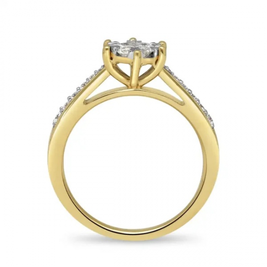 PAS DIAMONDS GF2028 14K GOUDEN CLUSTER SOLITAIRRING MET NATUURLIJKE DIAMANT PAS DIAMONDS GF2028 14K GOUDEN CLUSTER SOLITAIRRING MET NATUURLIJKE DIAMANT