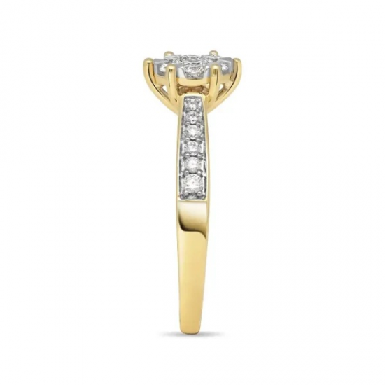 PAS DIAMONDS GF2028 14K GOUDEN CLUSTER SOLITAIRRING MET NATUURLIJKE DIAMANT PAS DIAMONDS GF2028 14K GOUDEN CLUSTER SOLITAIRRING MET NATUURLIJKE DIAMANT