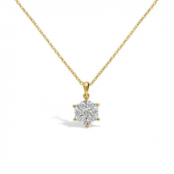 PAS DIAMONDS GF2049 14K GOUDEN COLLIER EN CLUSTER SOLITAIRHANGER MET NATUURLIJKE DIAMANT
