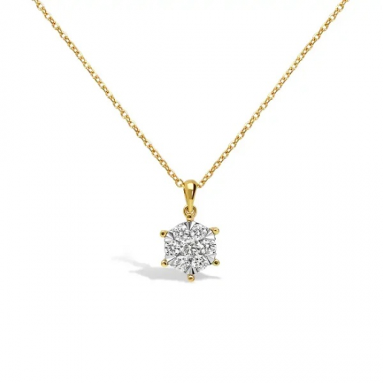 PAS DIAMONDS GF2049 14K GOUDEN COLLIER EN CLUSTER SOLITAIRHANGER MET NATUURLIJKE DIAMANT