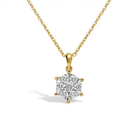 PAS DIAMONDS GF2049 14K GOUDEN COLLIER EN CLUSTER SOLITAIRHANGER MET NATUURLIJKE DIAMANT