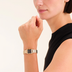 ROSEFIELD BBGSG-B09 DAMESHORLOGE  VERGULD STAAL BOXELLE BLACK CRYSTAL FRAME