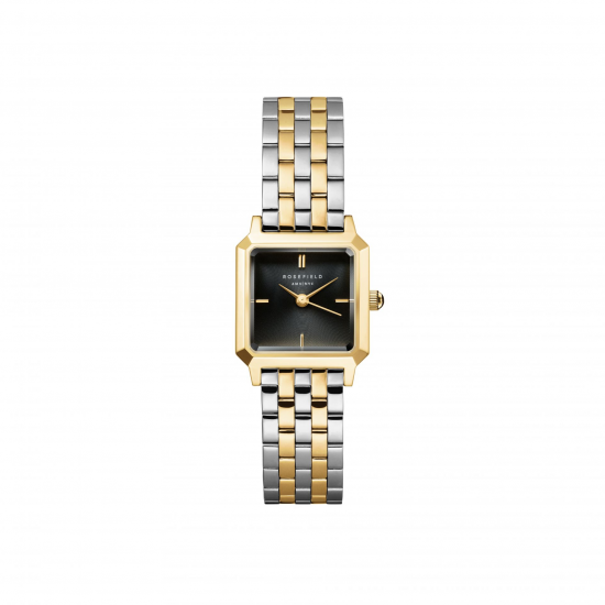 ROSEFIELD BBDSG-B07 DAMESHORLOGE  BICOLOR VERGULD STAAL BOXELLE BLACK DUOTONE