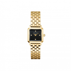 ROSEFIELD BBGSG-B08 DAMESHORLOGE  VERGULD STAAL BOXELLE BLACK CRYSTAL FRAME